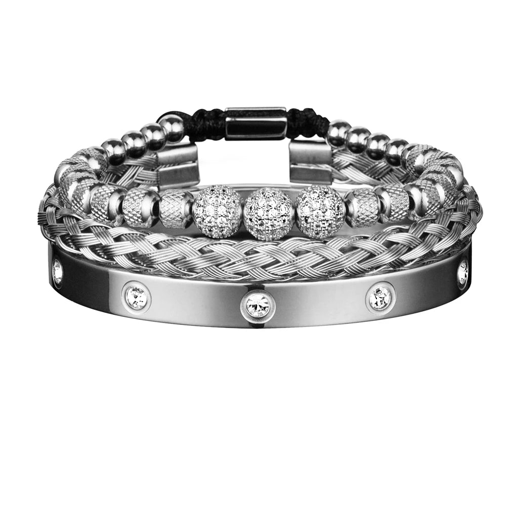 Luxury CZ Bead Bracelets (3pcs)