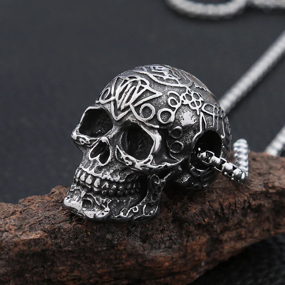 Skull Pendant Biker Necklace