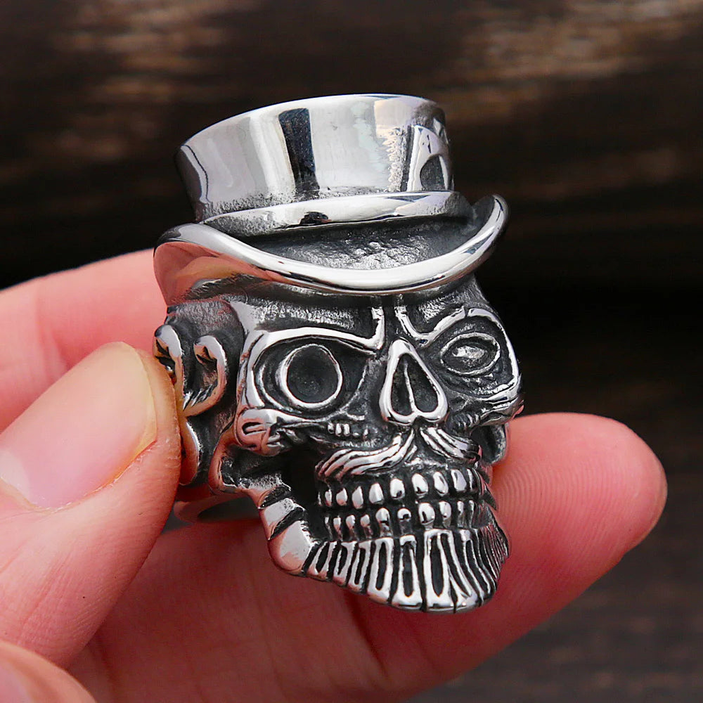 Magician Skull Biker Ring