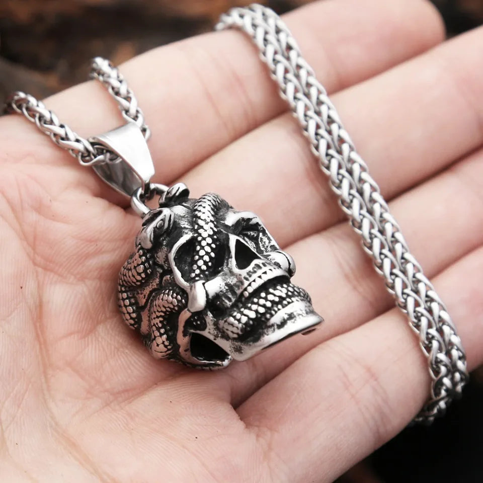 Snake Skull Biker Necklace