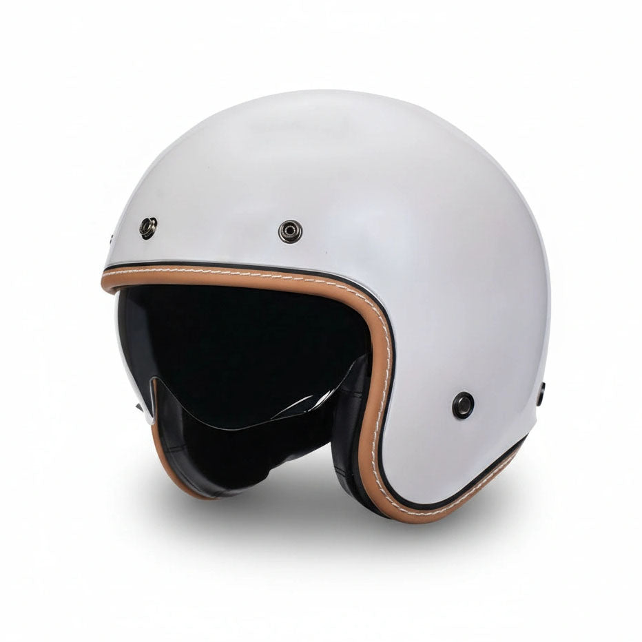 White helmet with brown accents on a white background