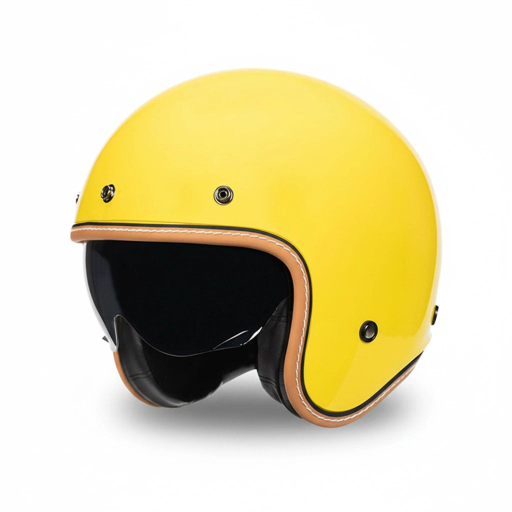 Yellow helmet with black interior on a white background