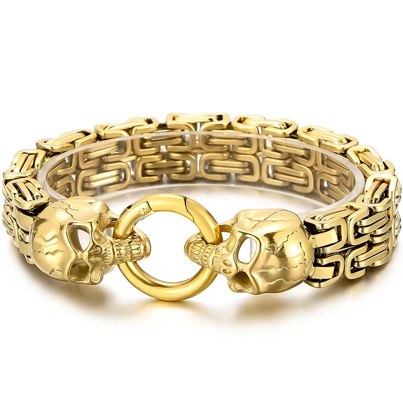 Double Skull Heads Link Bracelet