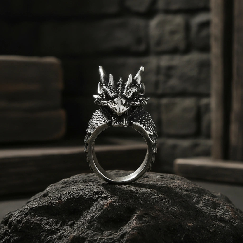 Vintage Nordic Dragon Ring