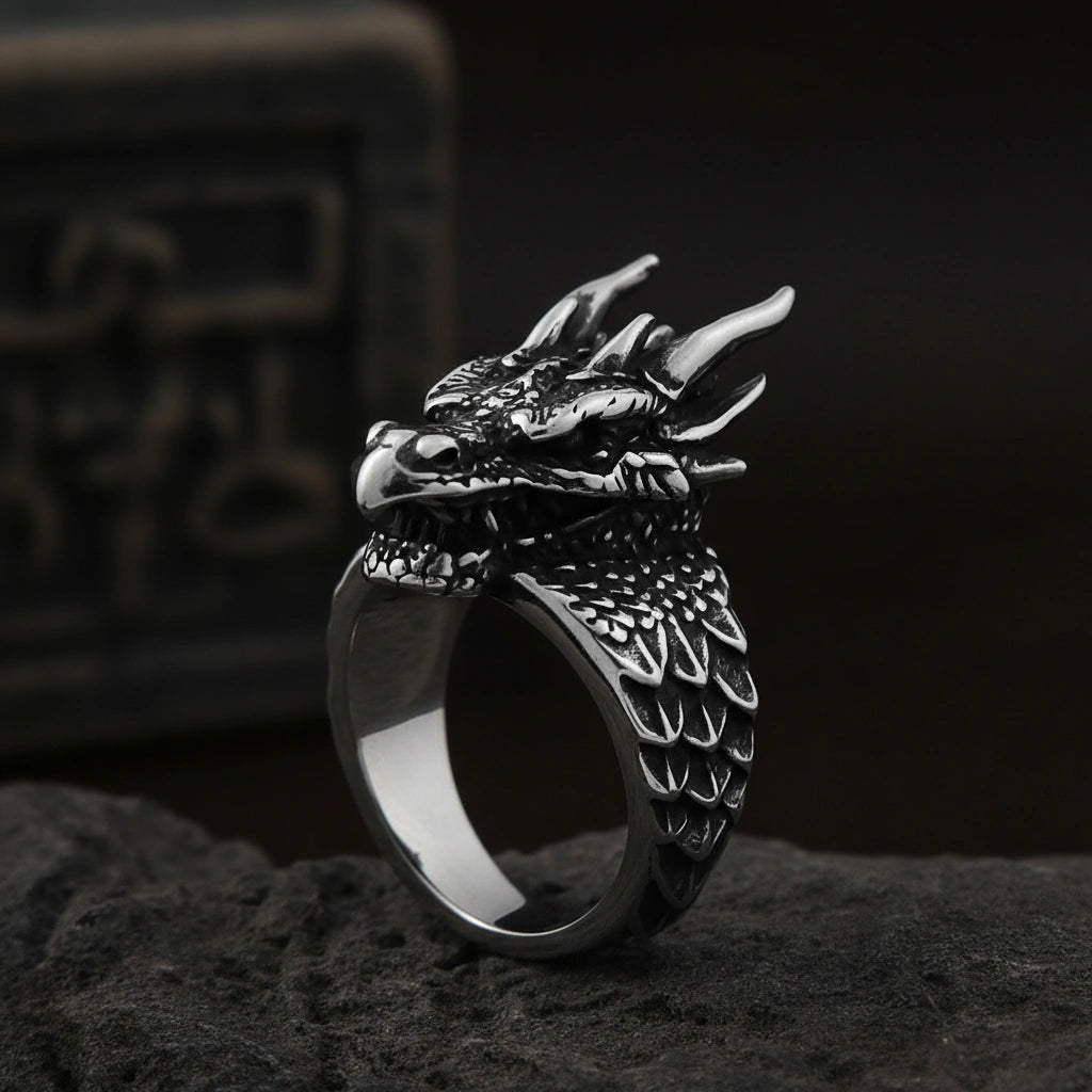 Vintage Nordic Dragon Ring