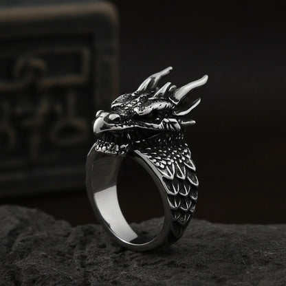 Vintage Nordic Dragon Ring