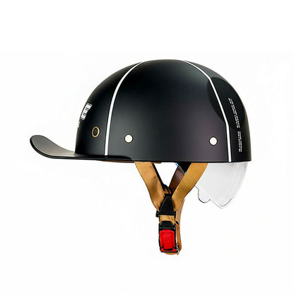 Black helmet with a visor on a white background