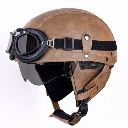 Vintage Leather Motorcycle Helmet | DOT Approved