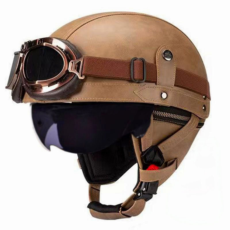 Vintage Leather Motorcycle Helmet | DOT Approved