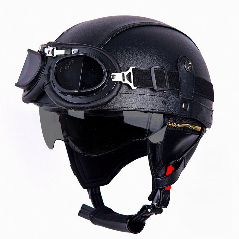 Vintage Leather Motorcycle Helmet | DOT Approved