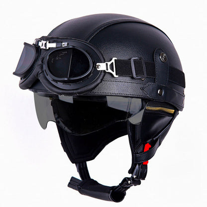 Vintage Leather Motorcycle Helmet | DOT Approved