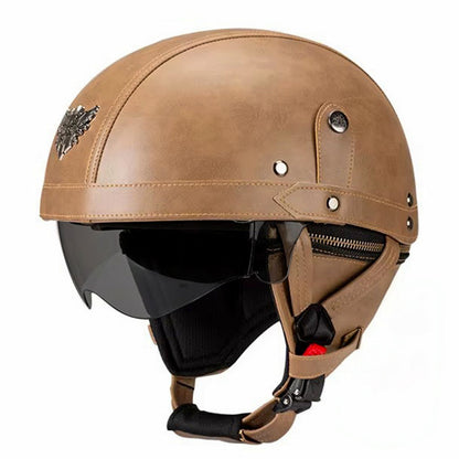 Vintage Leather Motorcycle Helmet | DOT Approved