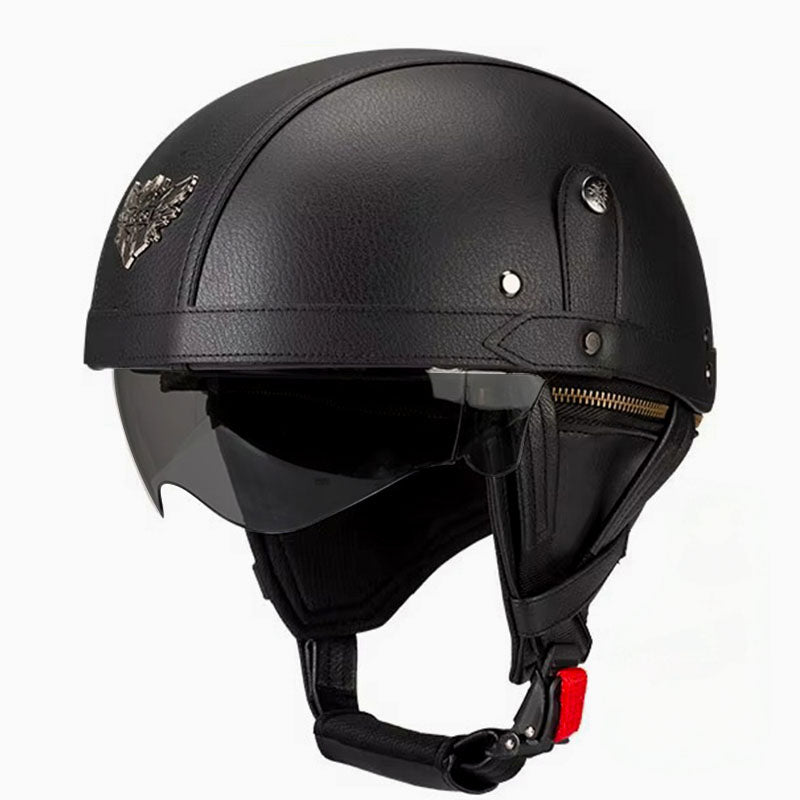 Vintage Leather Motorcycle Helmet | DOT Approved