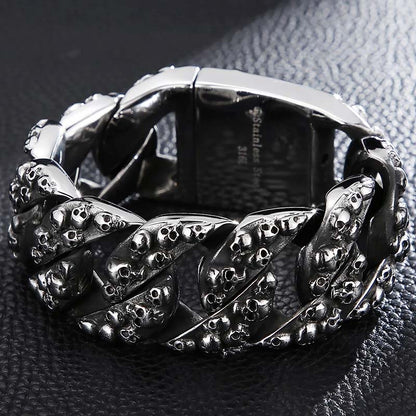 Gothic Skull Head Curb Chain Bracelet