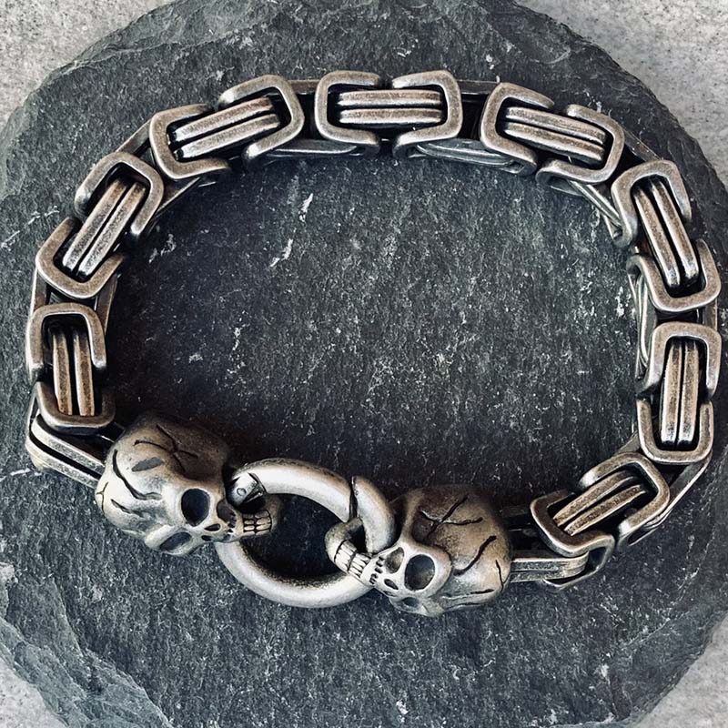 Vintage Double Skull Heads Bracelet - Unisex