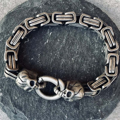 Vintage Double Skull Heads Bracelet - Unisex