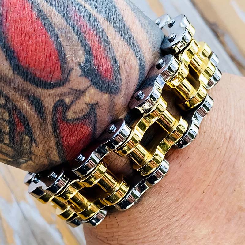 Silver Gold Motorcycle Chain Bracelet
