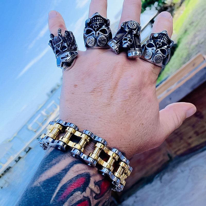 Silver Gold Motorcycle Chain Bracelet