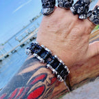 Silver Black Motorcycle Chain Bracelet