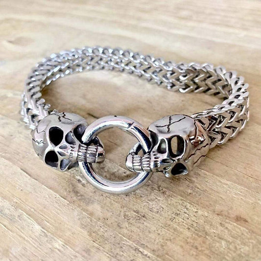 White Double Skull Heads Bracelet
