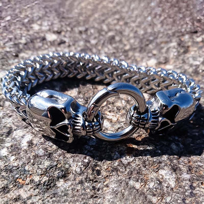 White Double Skull Heads Bracelet