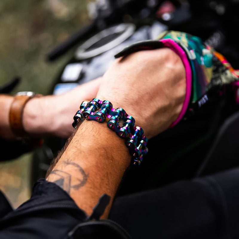 Colorful Vintage Motorcycle Chain Bracelet