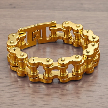 Silver Gold Motorcycle Chain Bracelet