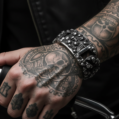 Gothic Skull Head Curb Chain Bracelet