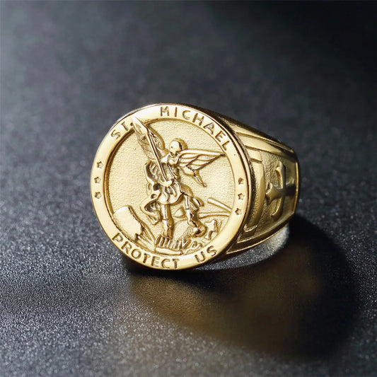 Vintage Saint Michael Angel Ring