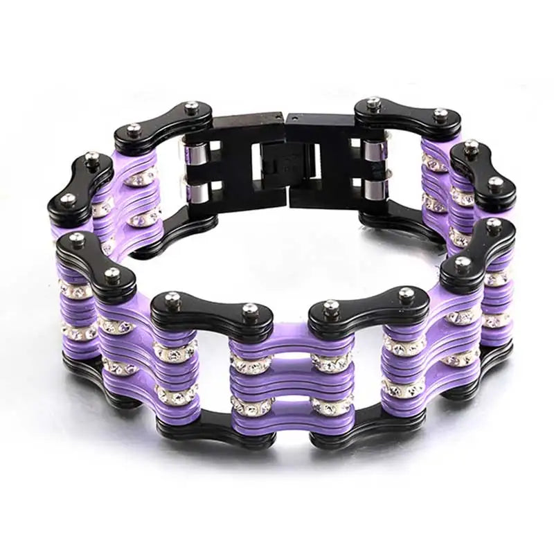 Rebel Edge Purple Biker Chain Bracelet