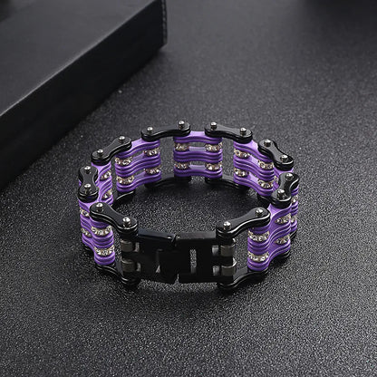 Rebel Edge Purple Biker Chain Bracelet