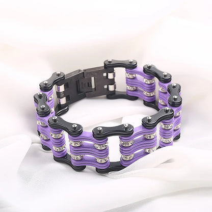 Rebel Edge Purple Biker Chain Bracelet
