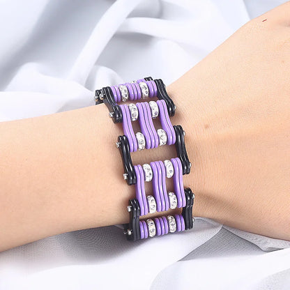 Rebel Edge Purple Biker Chain Bracelet