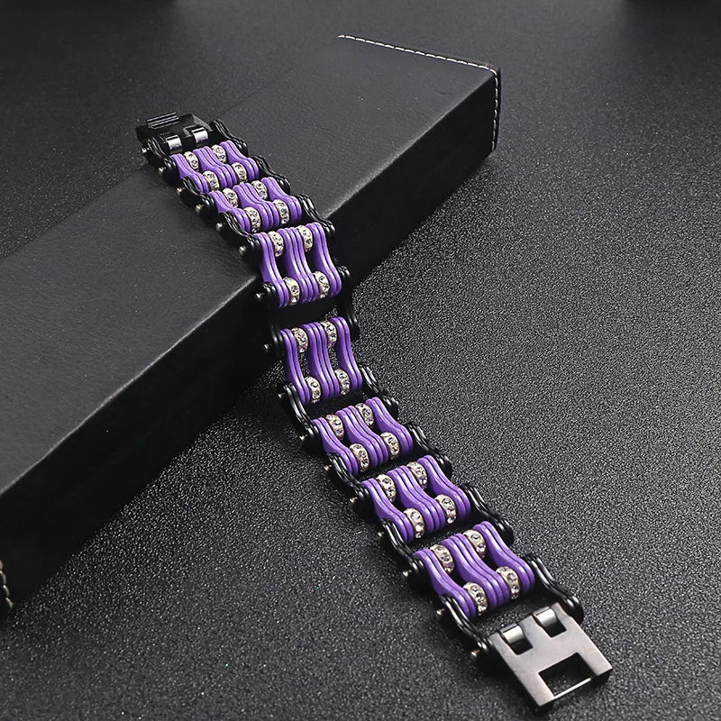 Rebel Edge Purple Biker Chain Bracelet