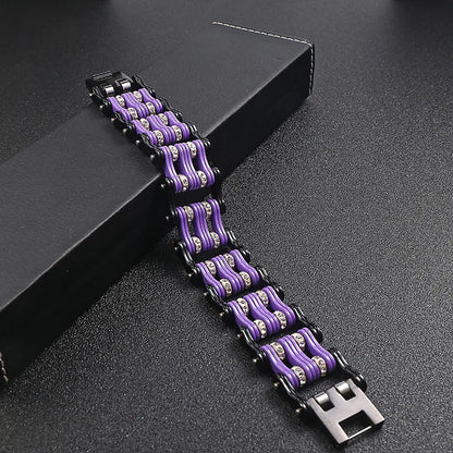 Rebel Edge Purple Biker Chain Bracelet
