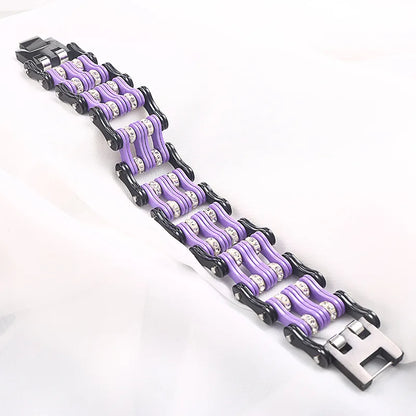 Rebel Edge Purple Biker Chain Bracelet