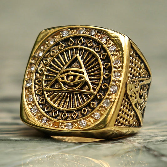 Gold All Seeing Eye Masonic Ring