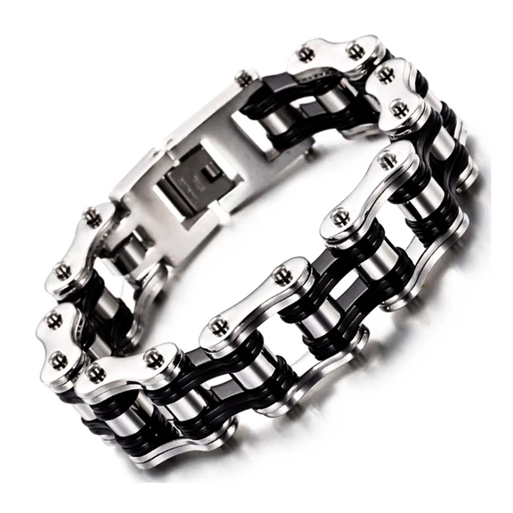 Black & Silver Motorcycle Chain Bracelet