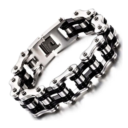 Black & Silver Motorcycle Chain Bracelet