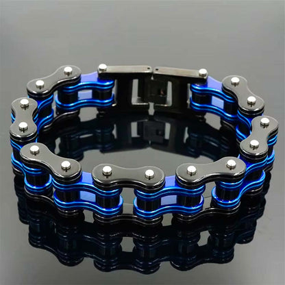 Black & Blue Motorcycle Chain Bracelet