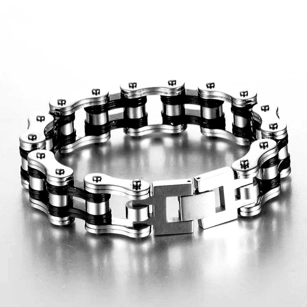 Black & Silver Motorcycle Chain Bracelet
