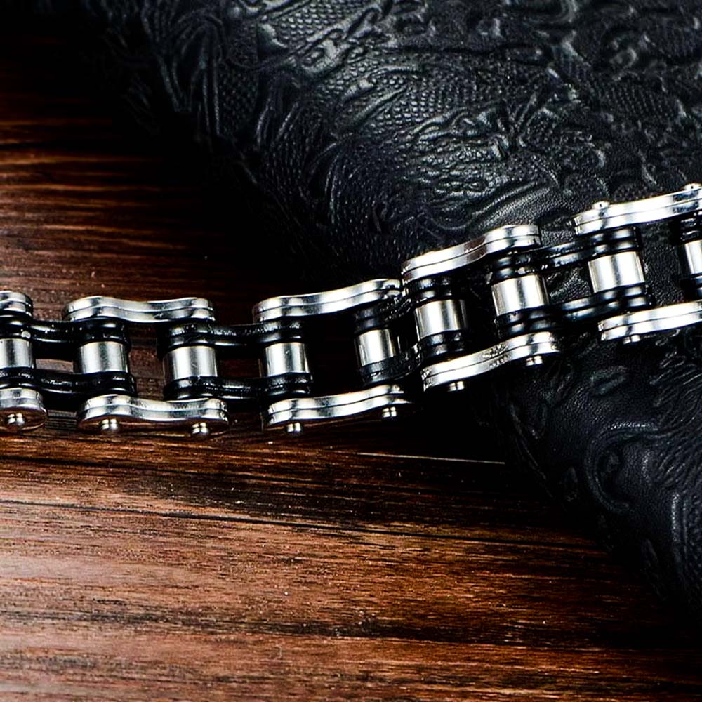 Black & Silver Motorcycle Chain Bracelet