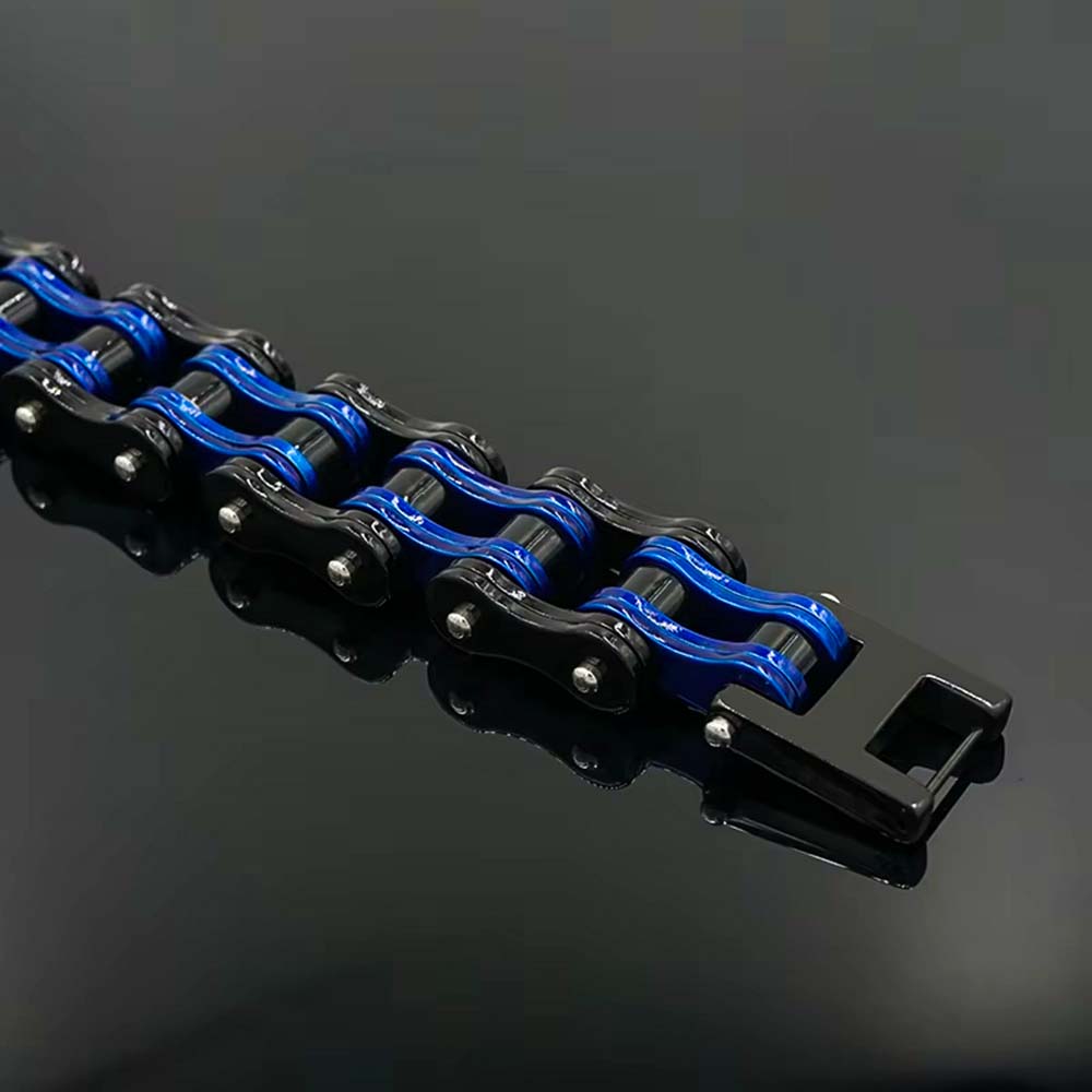 Black & Blue Motorcycle Chain Bracelet