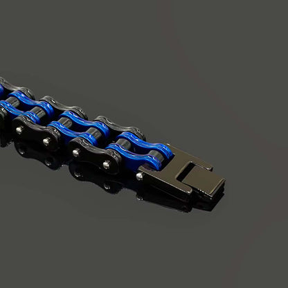 Black & Blue Motorcycle Chain Bracelet
