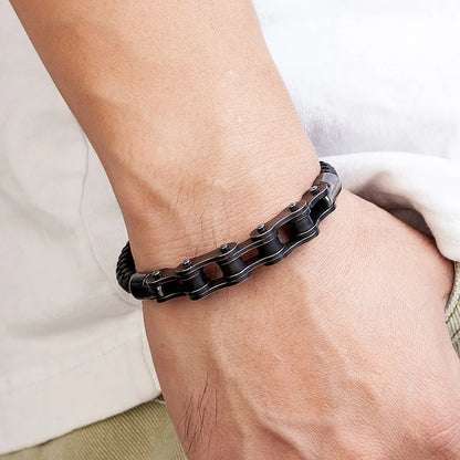 Rider's Braided Leather Chain Bracelet