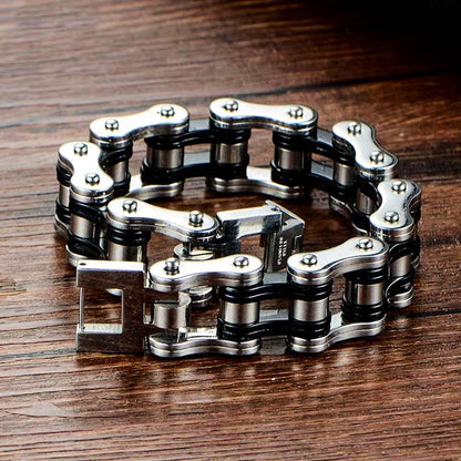 Black & Silver Motorcycle Chain Bracelet