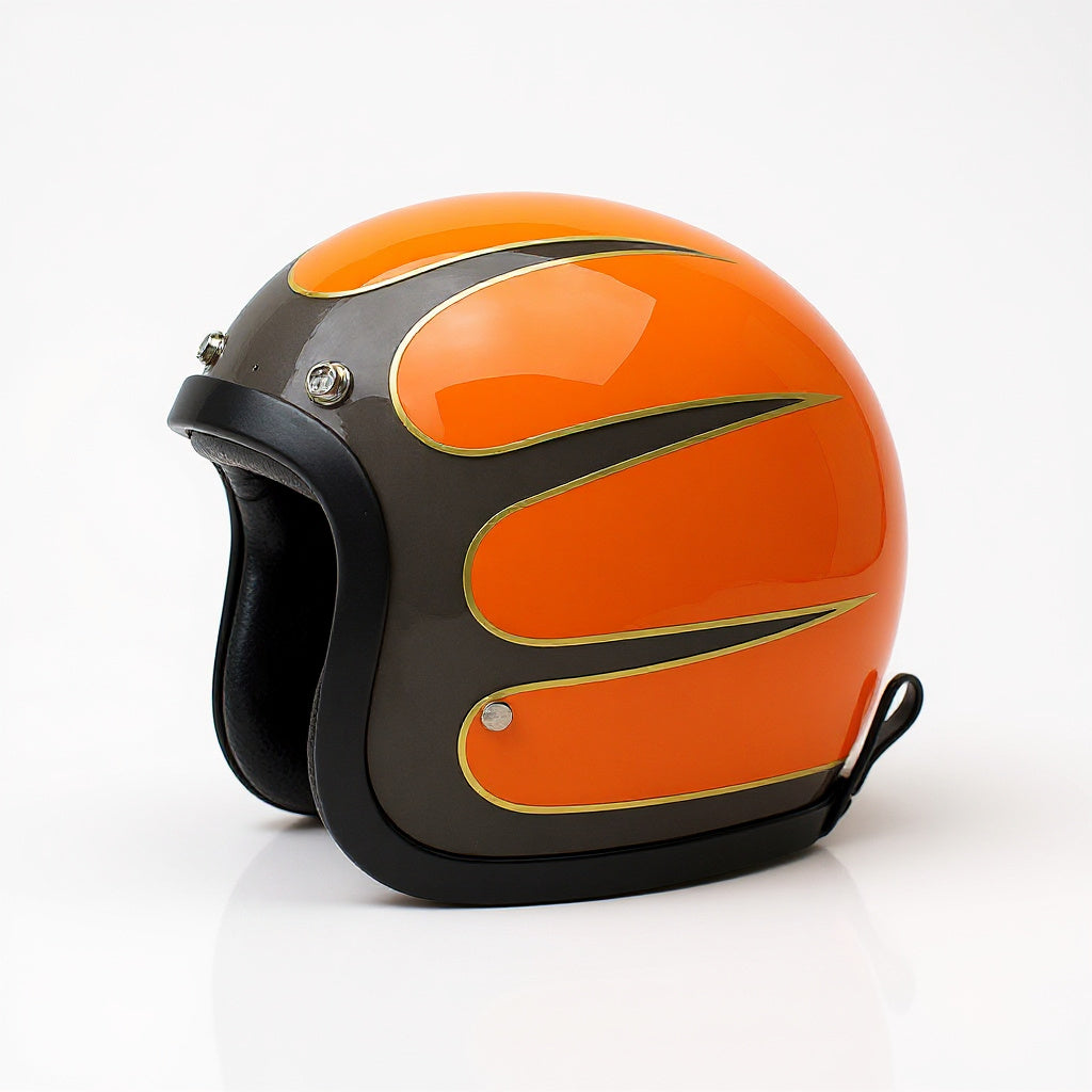Orange and black helmet on a white background