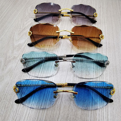 Elegant Retro Rimless Sunglasses with Gradient Lenses