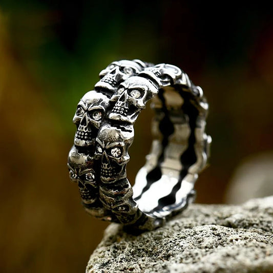 Vintage Punk Crystal Skull Ring