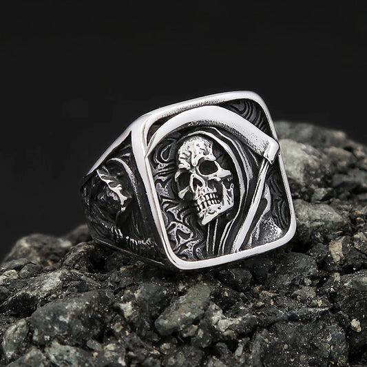 Vintage Death Sickle Skull Ring